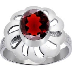 Orchid Jewelry 925 Sterling Silver 2 1/3 Carat Garnet Floral Ring
