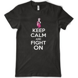 Coste Pink Ribbon Keep Calm and Fight On T-shirt Adult Tee