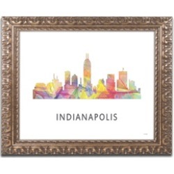 Marlene Watson 'Indianapolis Indiana Skyline WB-1' Ornate Framed Art