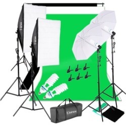 4pcs 85W Umbrellas Soft Light Box plus Photo Studio Background Stand Set