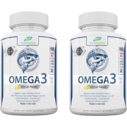 Omega 3 Fish Oil 1200 mg Epa Dha and Lemon flavor (2 Bottles SET)
