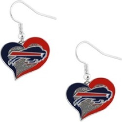 Sports Team Logo Swirl Heart Dangle Earring Set NFL Charm Gift