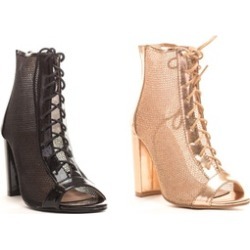 Women's Lace up Mesh Peep Toe Booties Ankle Boots