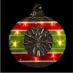 15.5" Lighted Red Green White Silver Ornament Christmas Window D"cor