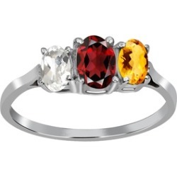 Orchid Jewelry 925 Sterling Silver Garnet, Citrine & Topaz Ring