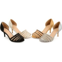 Journee Collection Women's D'orsay Satin Rhinestone High Heels