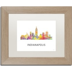 Marlene Watson 'Indianapolis Indiana Skyline WB-1' Matted Birch Framed Art
