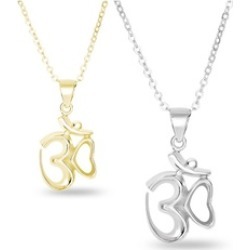 925 Sterling Silver OHM Om Aum Yoga Sign Necklace Matte Finishes