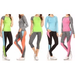Style Clad Women's Active Color Block Top and Leggings Set (2-Piece)
