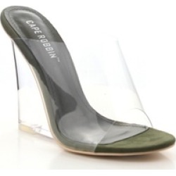 Women's Transparent Open Toe Mule Wedge Heeled Sandals Lemonade