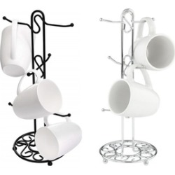 Metal Mug Tree for Six Mugs - Decorative Swirl Design