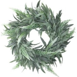 10" Artificial Dusty White Decorative Springtime Wispy Lavender Wreath