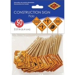 Beistle Construction Signs Picks, 2 1/2-Inch