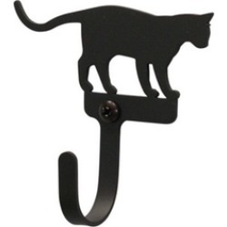 Village Wrought Iron WH-247-S Small Wall Hook - Cat at Play - Black