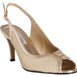 Riverberry Sparkle-detail Peep Toe Slingback Heels, Gold Metallic