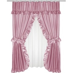 Carnation Home Fashions Lauren Double Swag Shower Curtain, White