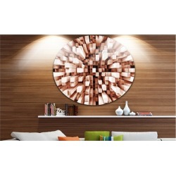 Reflective Checkered Cube' Disc Contemporary Art Print on Circle Metal Wall Art