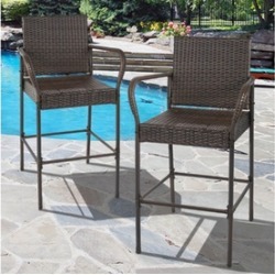 Set of 2 Outdoor Brown Wicker Barstool Patio Furniture Set of 2 Outdoor Brown Wicker Barstool Patio Furniture