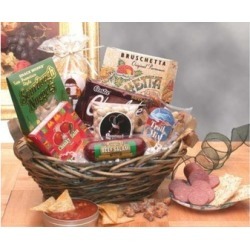 Gift Basket 851182 Snack Gift Basket with Lovely Green Wicker Basket