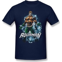 Dc Comics Aquaman Water Surge Mens Slim Fit T-shirt Tee Navy