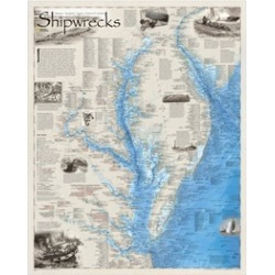 National Geographic Maps RE01020595 Shipwrecks of Delmarva Wall Map