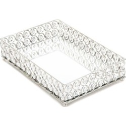 Shimmer Rectangular Round Faceted Clear Jeweled Tray