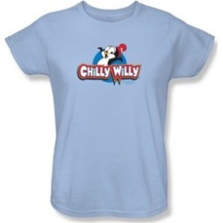 Chilly Willy Ladies T-shirt TV Show Willy Logo Light Blue Tee