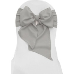 LA Linen TCpop8x108-Pk10-GrayLgtP41 Polyester Poplin Chair Bows Light Gray - 8 x