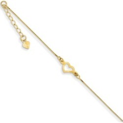 14k Yellow Gold 9in Adjustable Heart Anklet