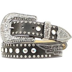 Nocona Belt N3499801-M 1.5 in. Womens Rhinestone Studded Wing Inlay Leather Belt