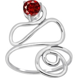 Orchid Jewelry 925 Sterling Silver 2/3 Carat Round Cut Garnet Ring