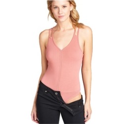 Sleeveless V-Neck Double Strap Back Cross Bodysuit
