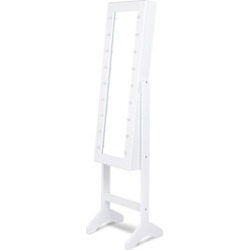 Mirrored Jewelry Cabinet Armoire Organizer Free Standing w/ 18 lights