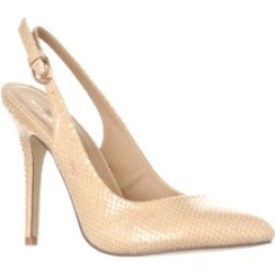 Riverberry 'Lucy' Pointed-Toe Sling Back Pump Heels, Beige Snake
