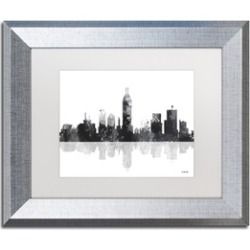 Marlene Watson 'Indianapolis Indiana Skyline BG-1' Matted Silver Framed Art