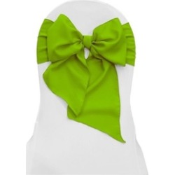 LA Linen TCpop8x108-Pk10-LimeP84 Polyester Poplin Chair Bows Lime - 8 x 108 in.