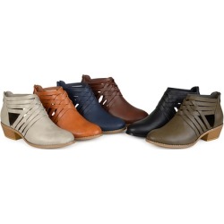 Journee Collection Women's Faux-Leather Crisscross Booties