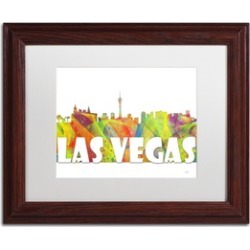 Marlene Watson 'Las Vegas Nevada Skyline Mclr-2' Matted Wood Framed Art