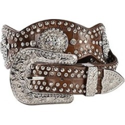 Nocona Belt N3415202-M 2.5 in. Womens Scalloped Concho Leather Belt Brown - Medi