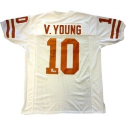 Autographed Vince Young Texas Longhorns White Custom Jersey