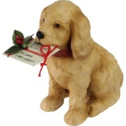 4" Golden Labrador Puppy Note to Santa and Red Bow Christmas D"cor