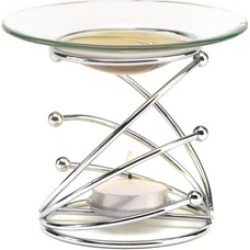 Silver Look Swirls Frangrance Oil Warmer uses Tealight Candle