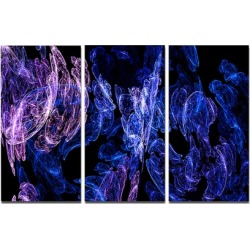 Dark Blue Fractal Desktop Wallpaper Metal Wall Art 36x28 3 Panels