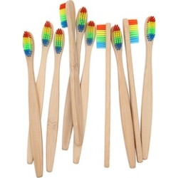 Wooden Rainbow Bamboo Toothbrush (4-20 Pack)