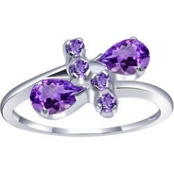 Orchid Jewelry 925 Sterling Silver 1 Carat Amethyst Anniversary Ring