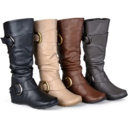 Journee Collection Womens Wide-Calf Slouch Buckle Knee-High Boots