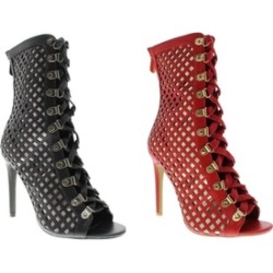 Moca Woman's Star Lace Up Dual Layer Open Toe Bootie Heels
