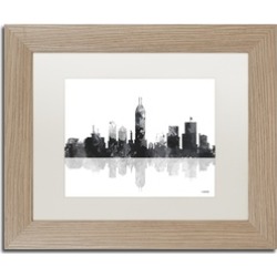 Marlene Watson 'Indianapolis Indiana Skyline BG-1' Matted Birch Framed Art