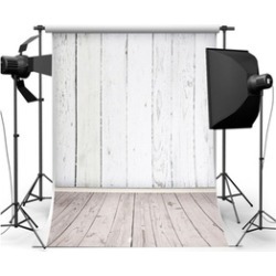 5X7ft Silk White Wood Wall Floor Photography Backdrop Studio Props