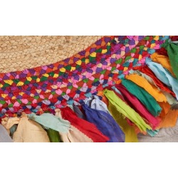 LR Home Natural Jute Braided Malena Chindi Multi Cotton / Jute Indoor Rag Rug